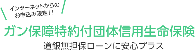 インターネットからのお申込み限定！！ ガン保障特約付団体信用生命保険 道銀無担保ローンに安心プラス